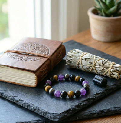 The Aura Guardian: Amethyst & Tiger Eye Protection Shield - ModernEnergyLab.com