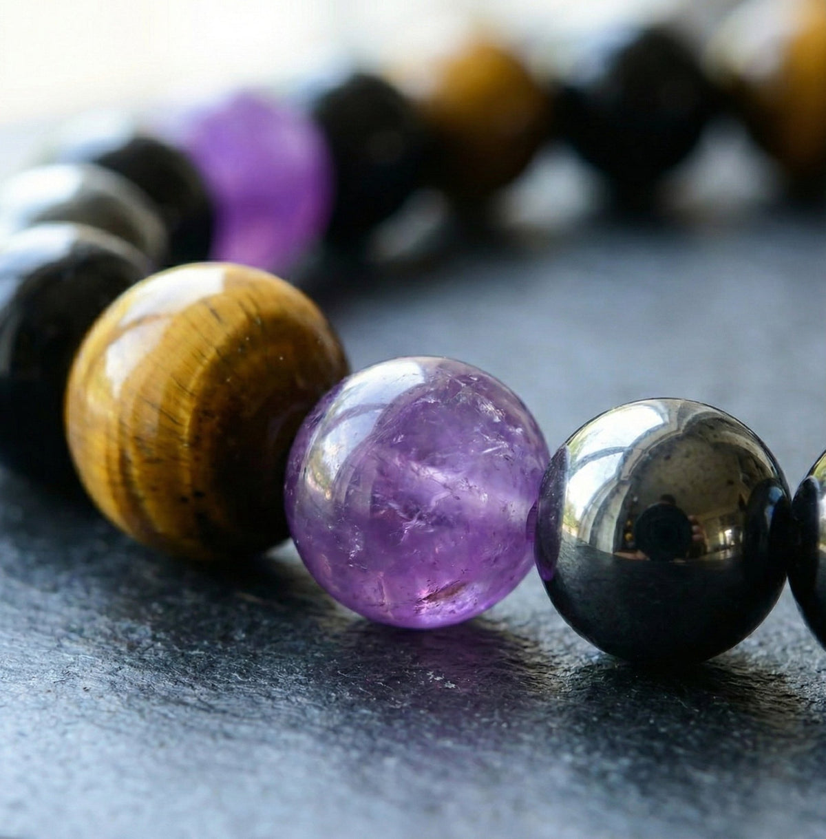 The Aura Guardian: Amethyst & Tiger Eye Protection Shield