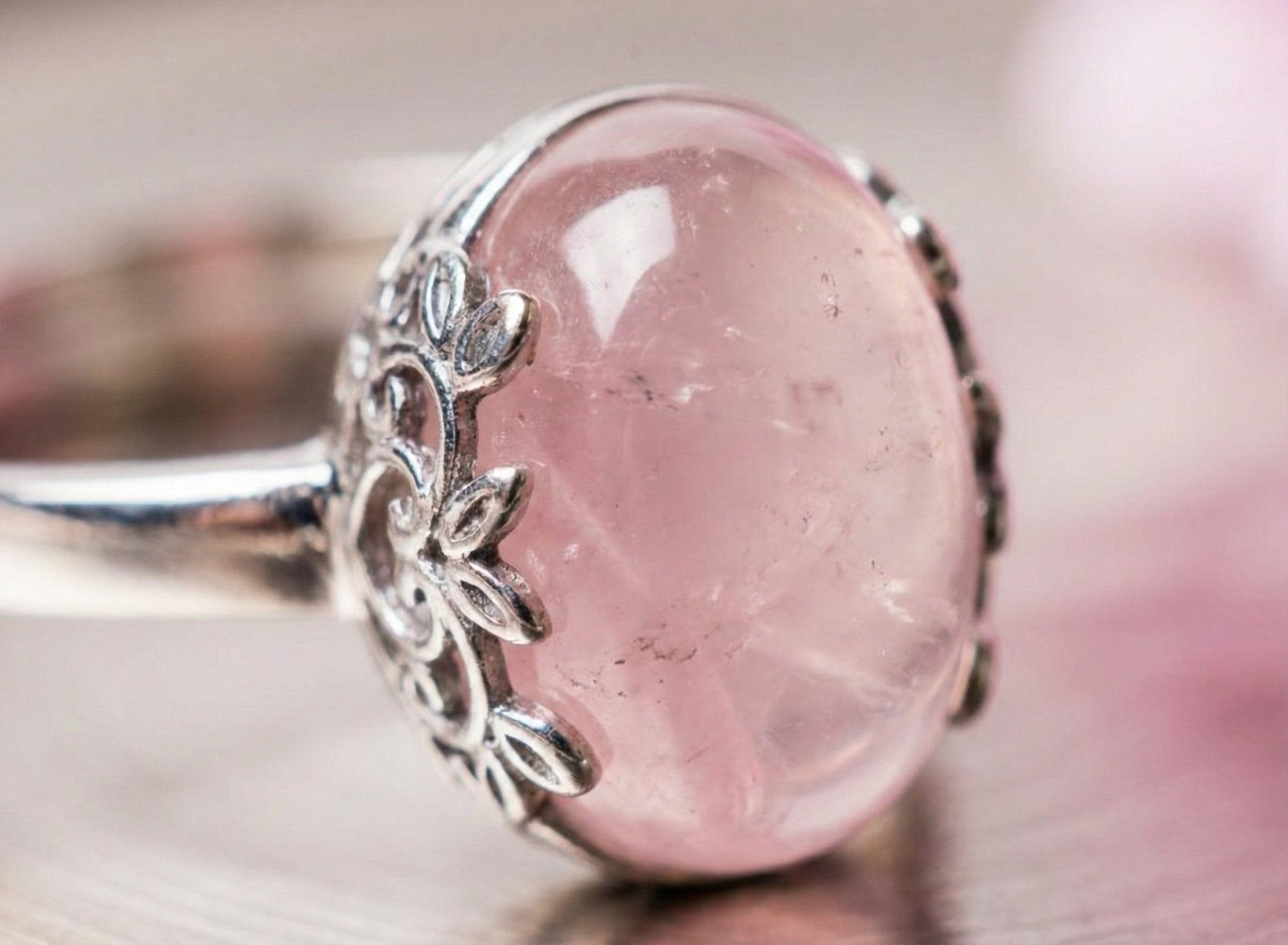 The Blooming Heart: Rose Quartz Filigree Ring - ModernEnergyLab.com