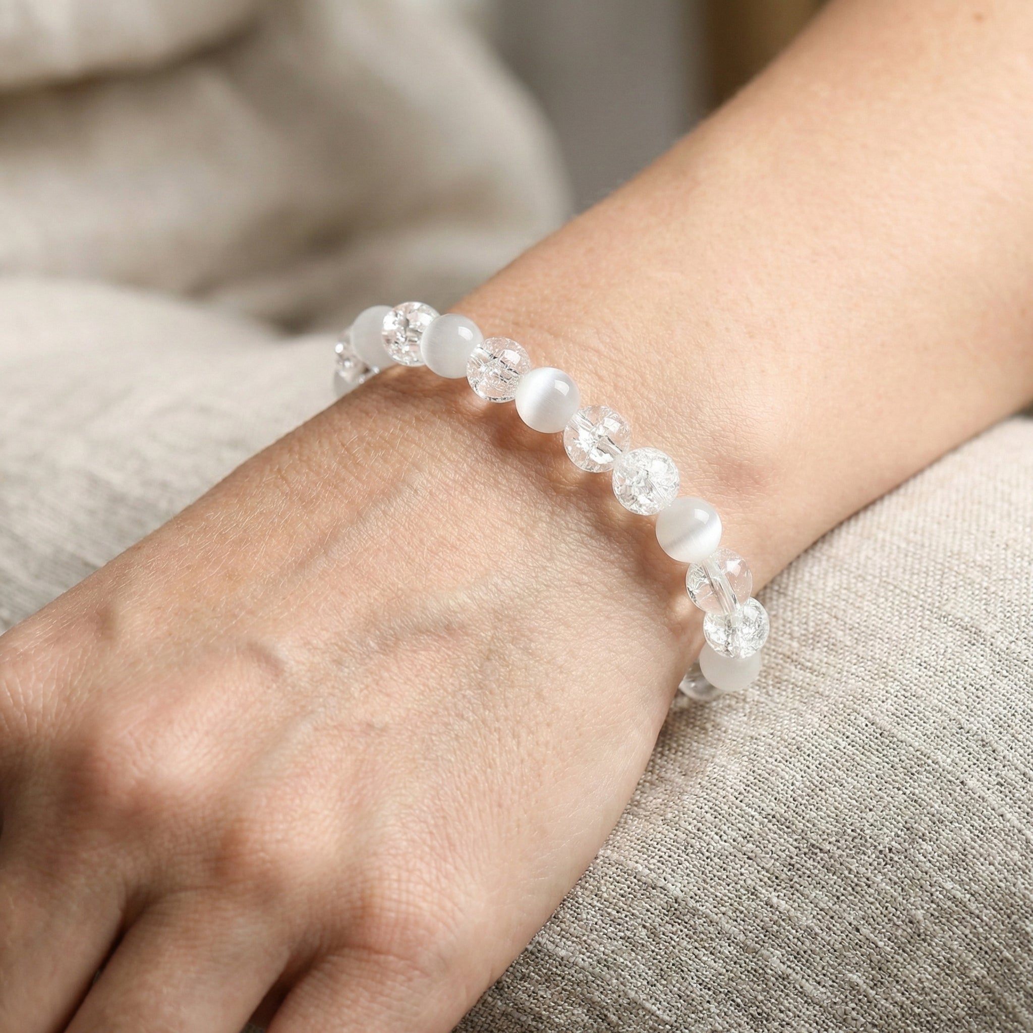 The Clarity & Calm Bracelet: Selenite and Cracked Quartz Balance - ModernEnergyLab.com