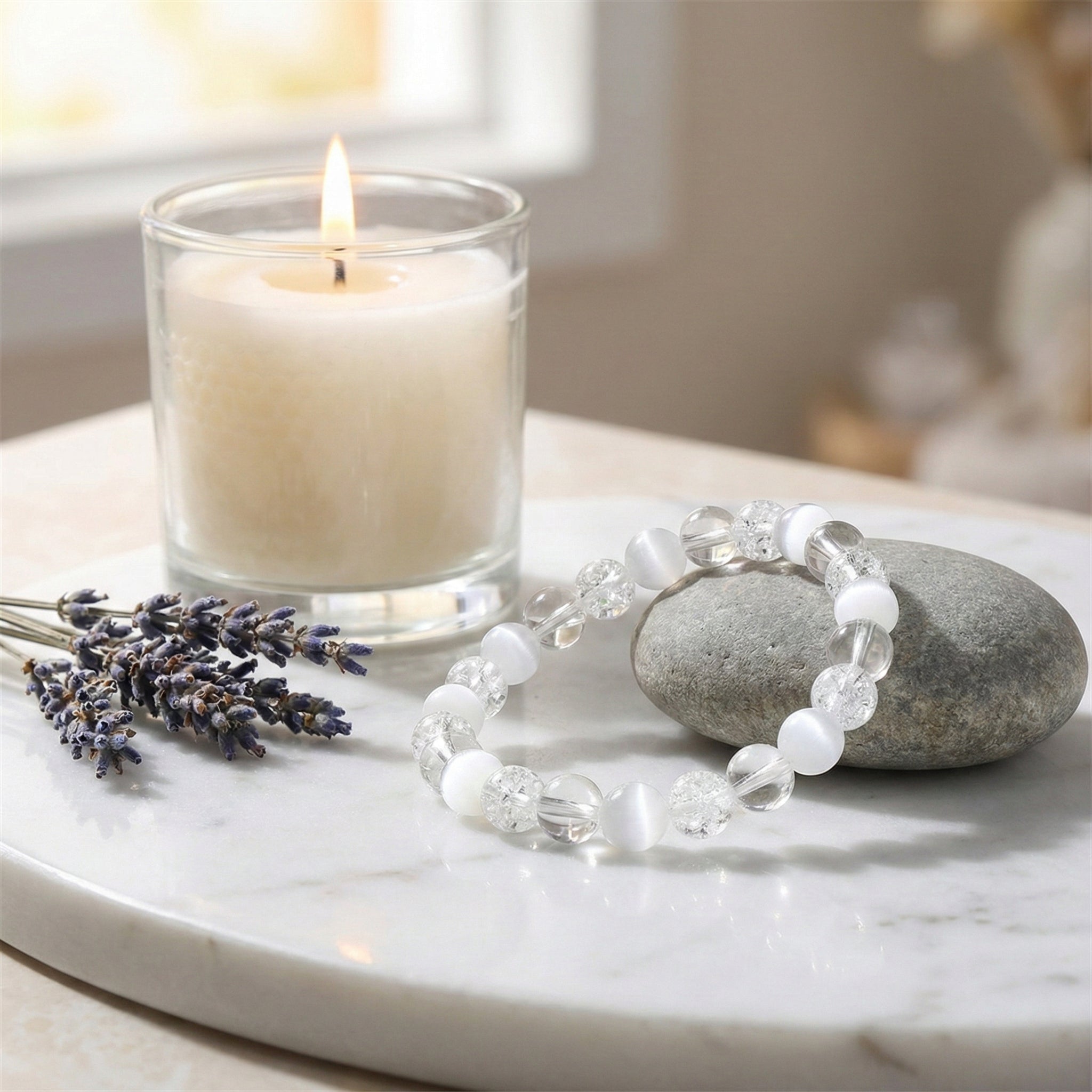 The Clarity & Calm Bracelet: Selenite and Cracked Quartz Balance - ModernEnergyLab.com