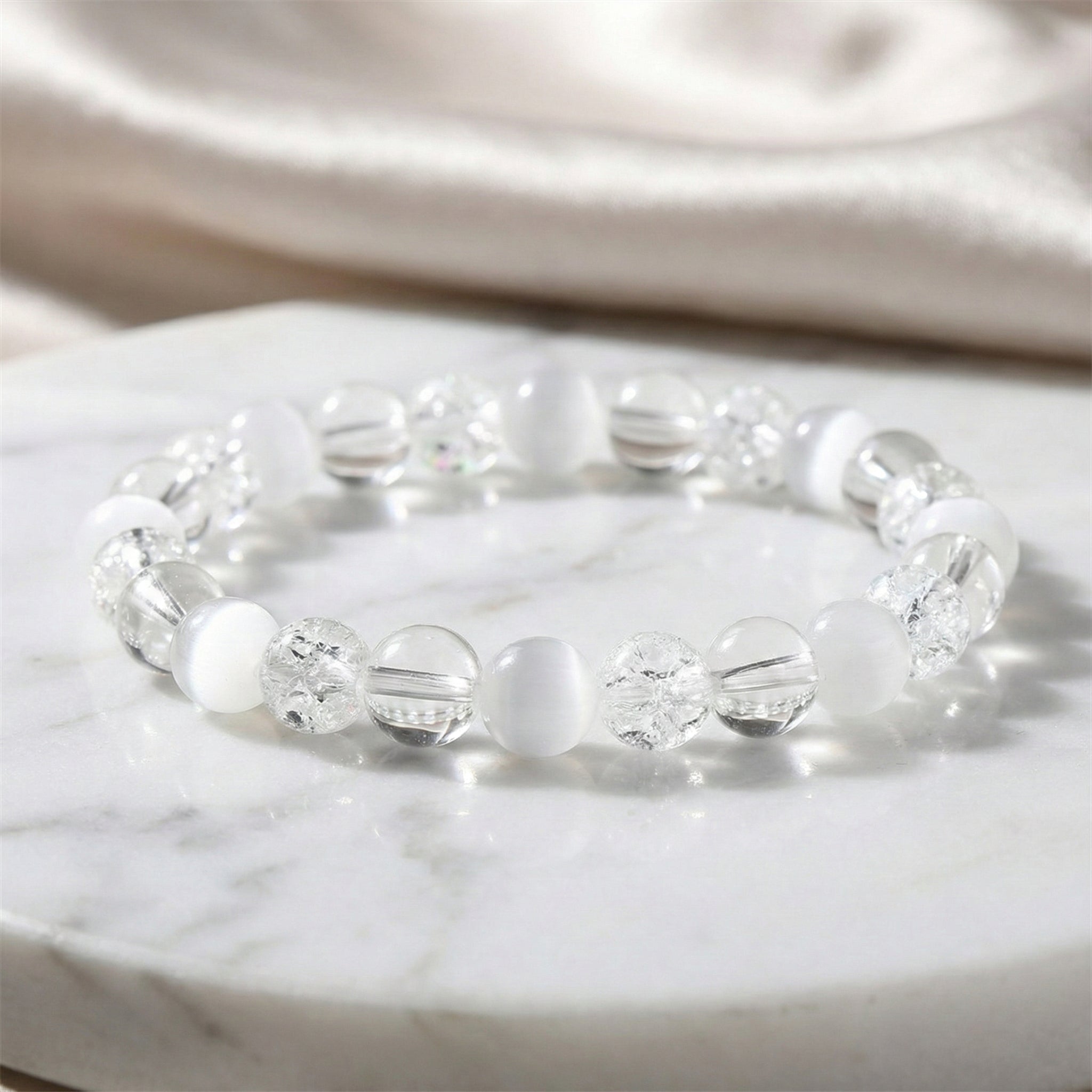 The Clarity & Calm Bracelet: Selenite and Cracked Quartz Balance - ModernEnergyLab.com