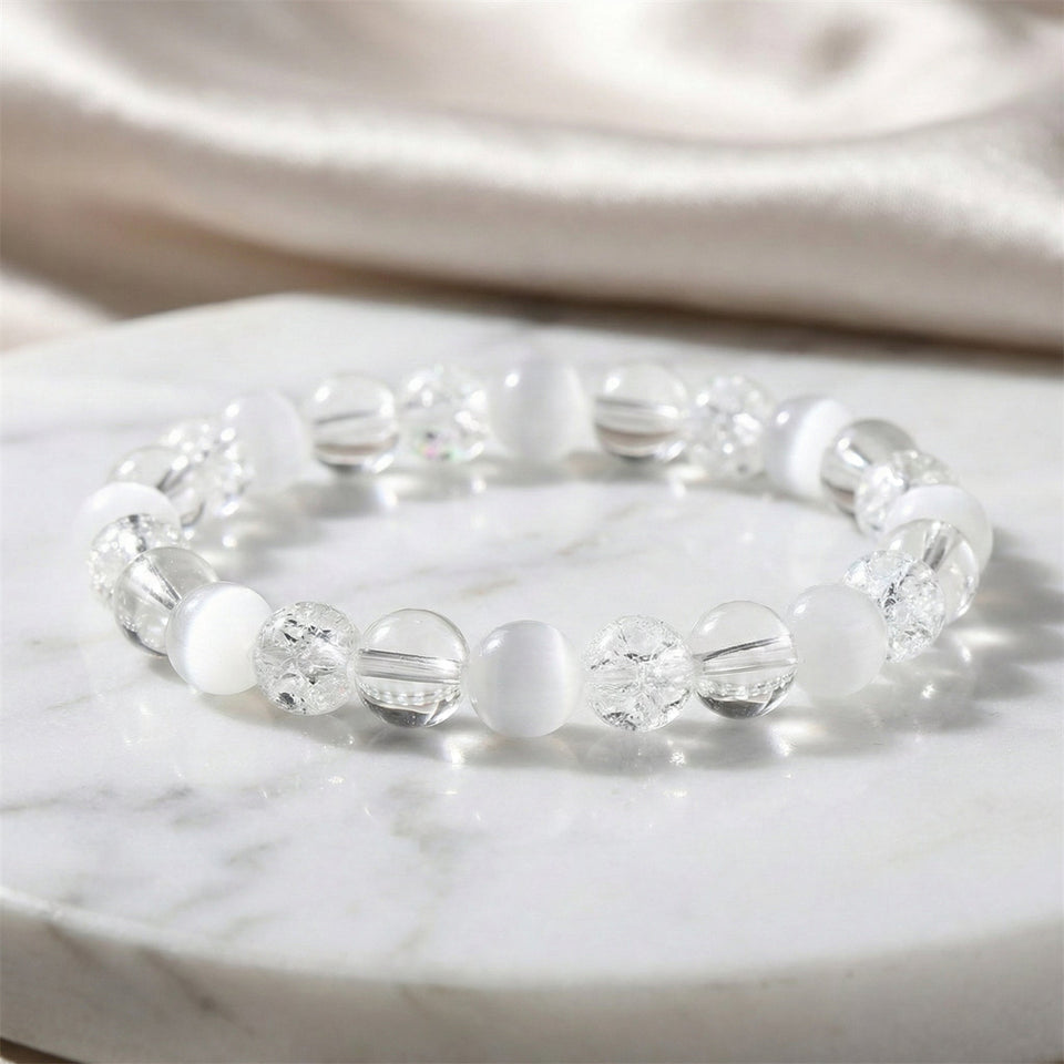 The Clarity & Calm Bracelet: Selenite and Cracked Quartz Balance