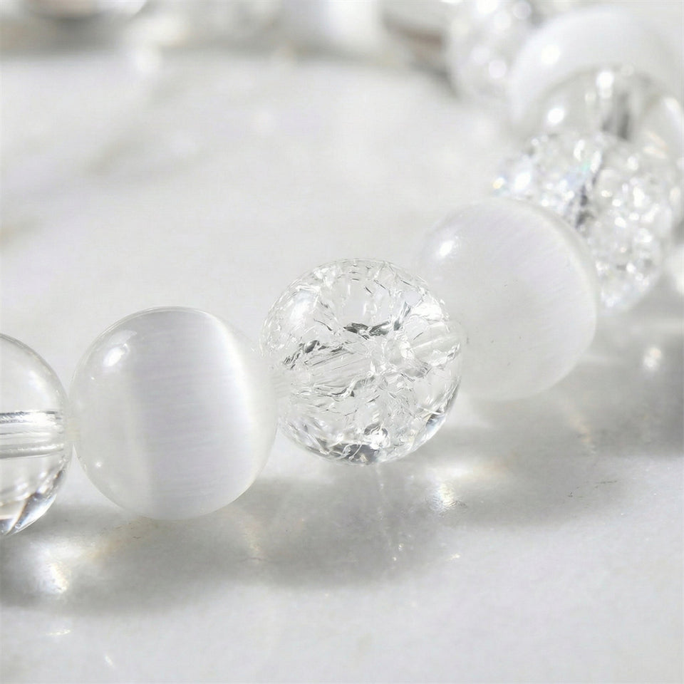 The Clarity & Calm Bracelet: Selenite and Cracked Quartz Balance