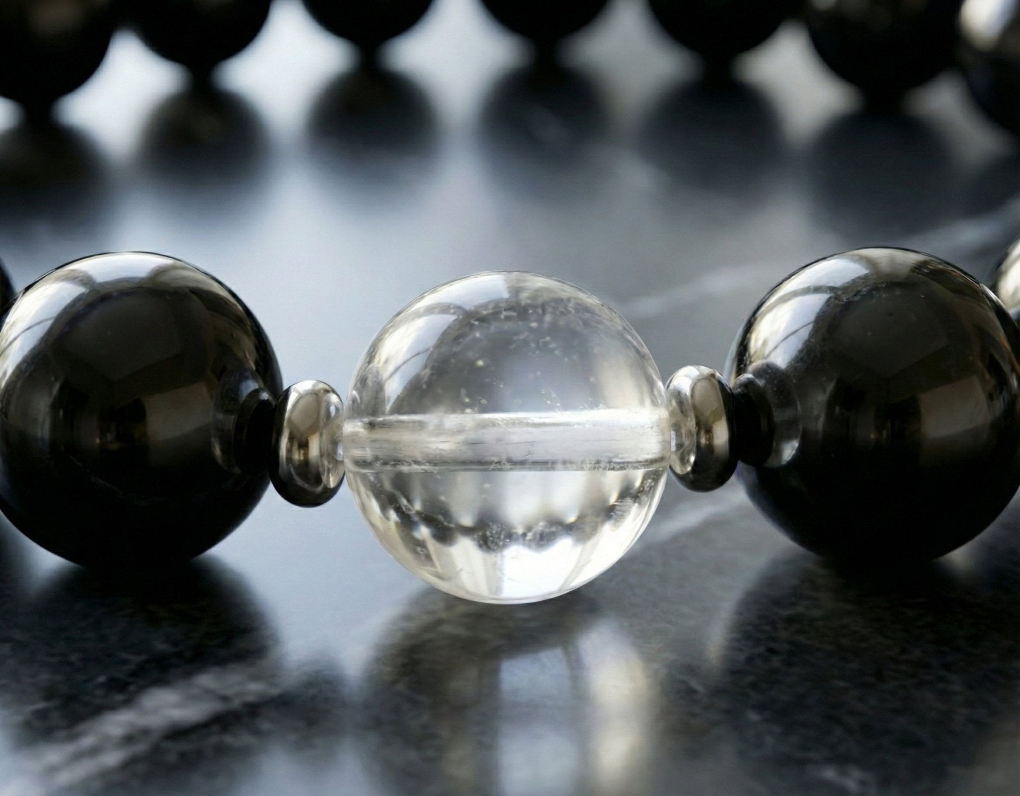 The Guardian's Balance: Black Obsidian & Clear Quartz Protection Bracelet - ModernEnergyLab.com