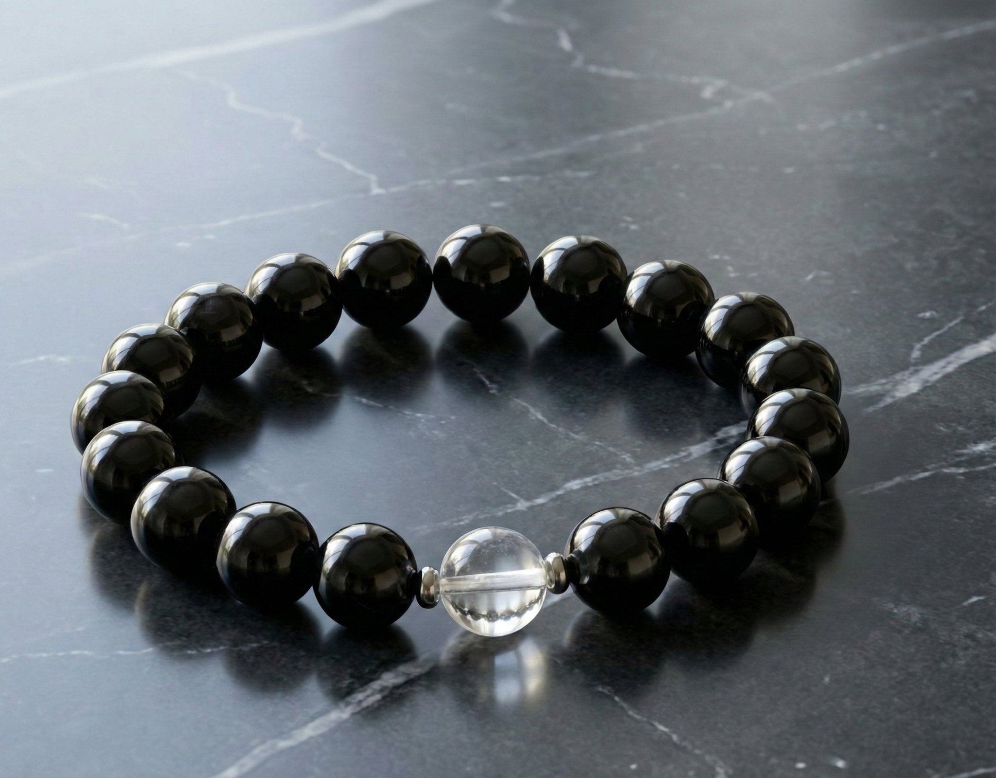 The Guardian's Balance: Black Obsidian & Clear Quartz Protection Bracelet - ModernEnergyLab.com
