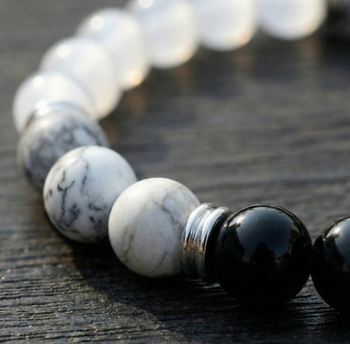 The Harmony Shield: Obsidian & Howlite Protection Bracelet