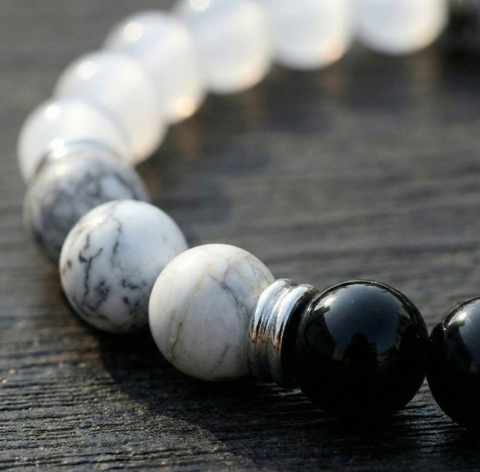 The Harmony Shield: Obsidian & Howlite Protection Bracelet