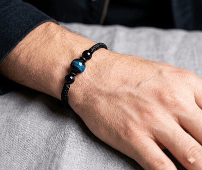 The "Midnight Focus" Anchor Bracelet | Blue Tiger Eye & Black Onyx Protection Shield - ModernEnergyLab.com