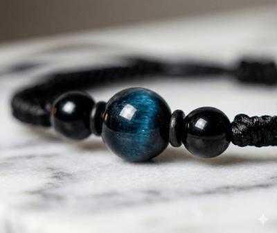 The "Midnight Focus" Anchor Bracelet | Blue Tiger Eye & Black Onyx Protection Shield - ModernEnergyLab.com