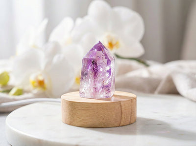 The Serenity Apex: Natural Amethyst & Wood Light - ModernEnergyLab.com