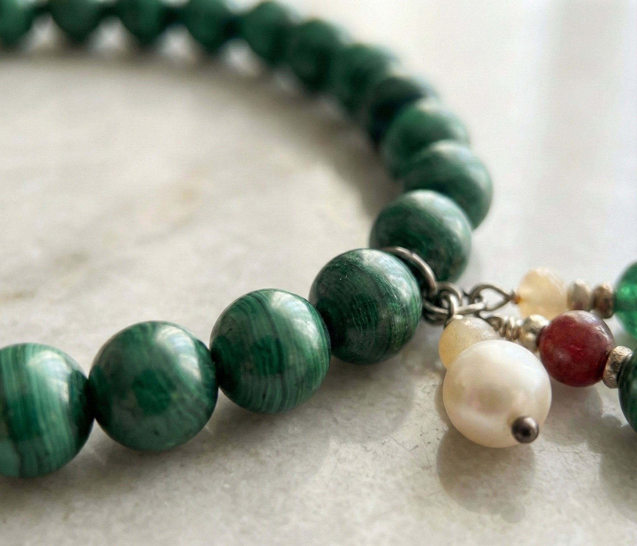 The Verdant Guardian: Malachite Transformation Bracelet with Artisan Charms - ModernEnergyLab.com