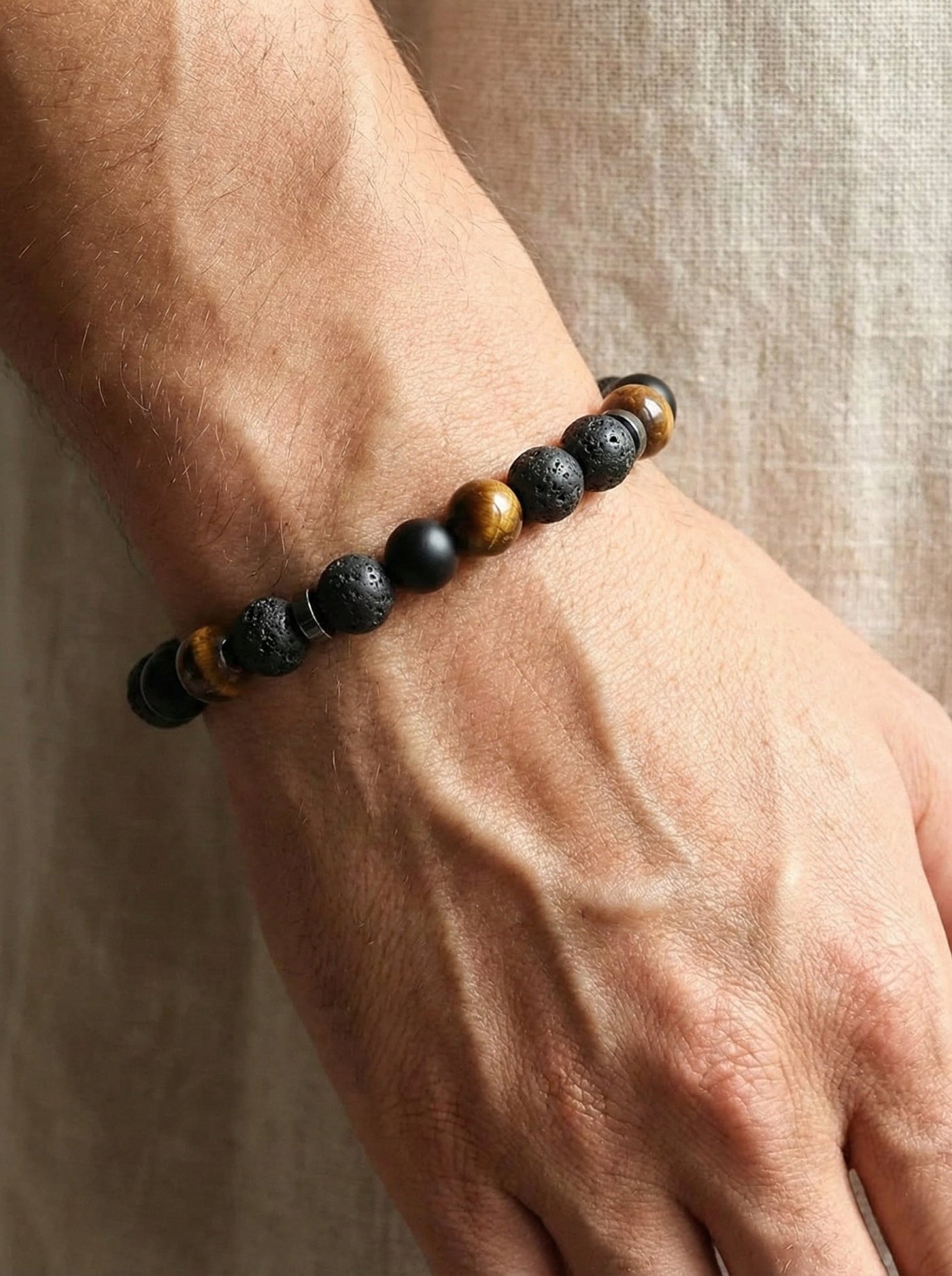The Wealth Magnet: Tiger Eye & Volcanic Lava Stone Bracelet - ModernEnergyLab.com
