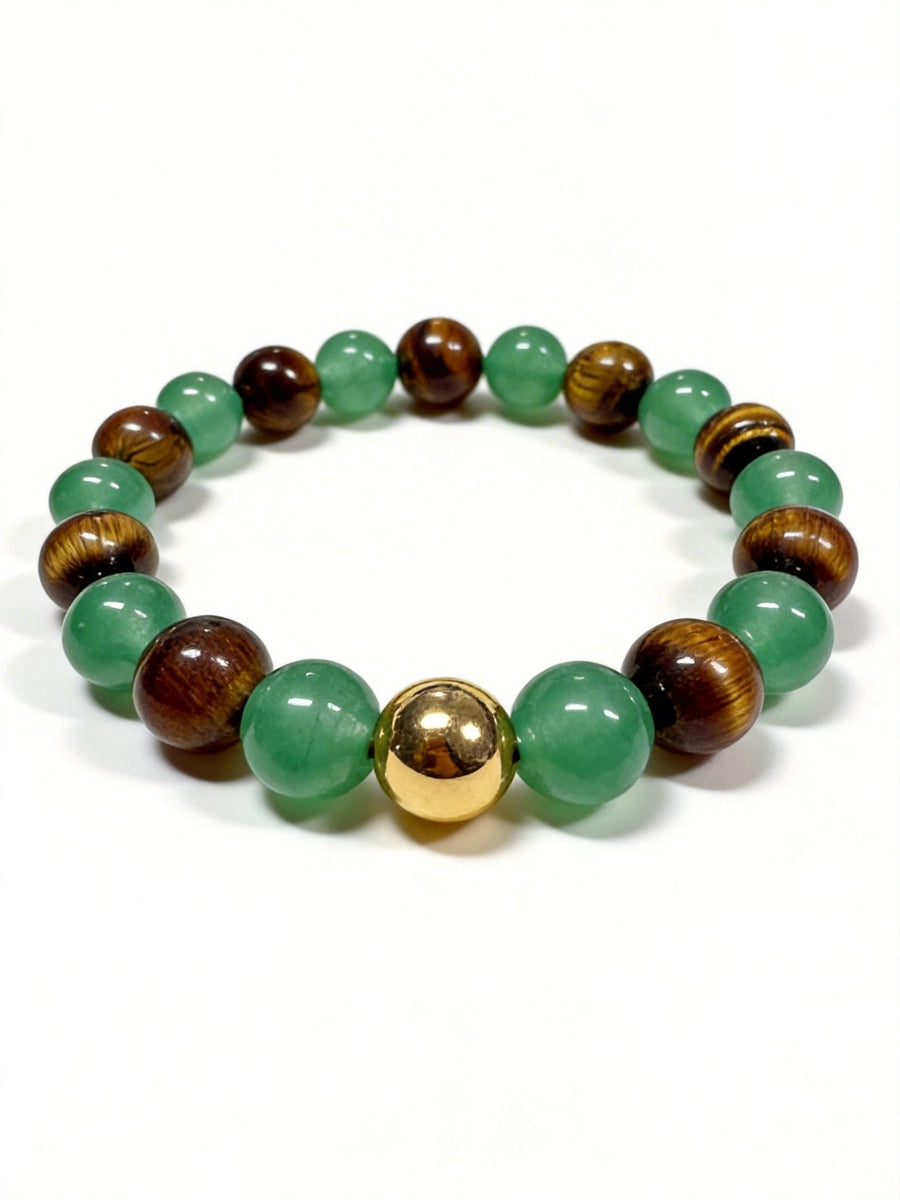 The Wealth Manifestation Anchor | Genuine Tiger's Eye & Green Aventurine | Daily Mindfulness Bracelet