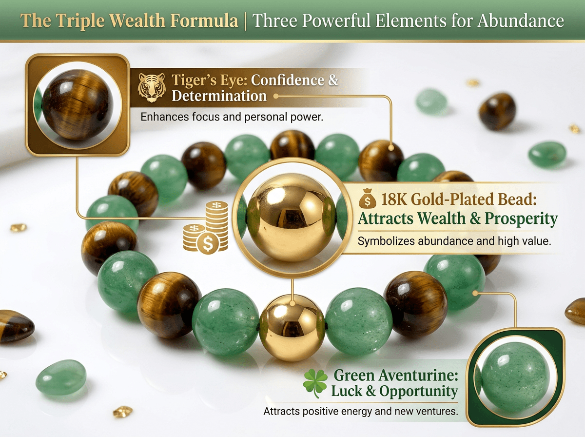 The Wealth Manifestation Anchor | Genuine Tiger's Eye & Green Aventurine | Daily Mindfulness Bracelet - ModernEnergyLab.com