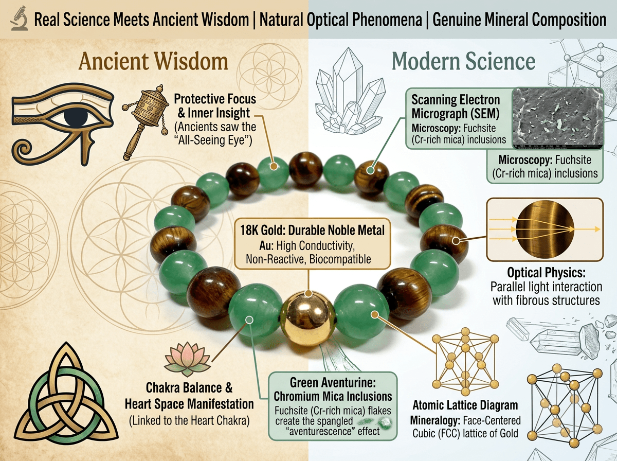 The Wealth Manifestation Anchor | Genuine Tiger's Eye & Green Aventurine | Daily Mindfulness Bracelet - ModernEnergyLab.com