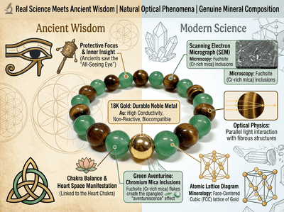 The Wealth Manifestation Anchor | Genuine Tiger's Eye & Green Aventurine | Daily Mindfulness Bracelet - ModernEnergyLab.com
