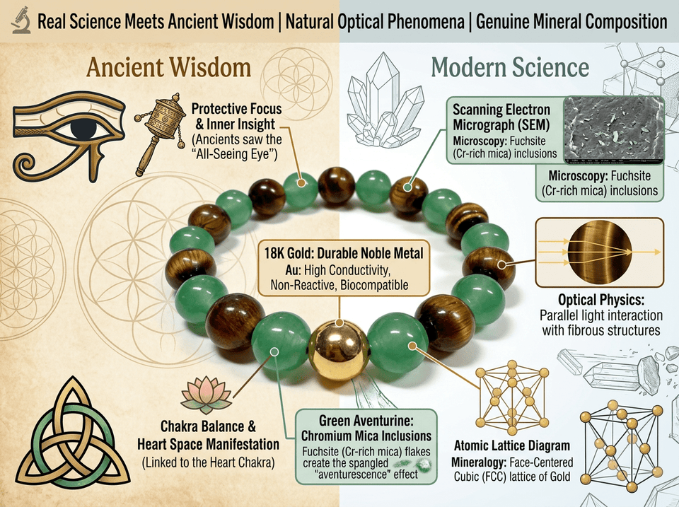 The Wealth Manifestation Anchor | Genuine Tiger's Eye & Green Aventurine | Daily Mindfulness Bracelet