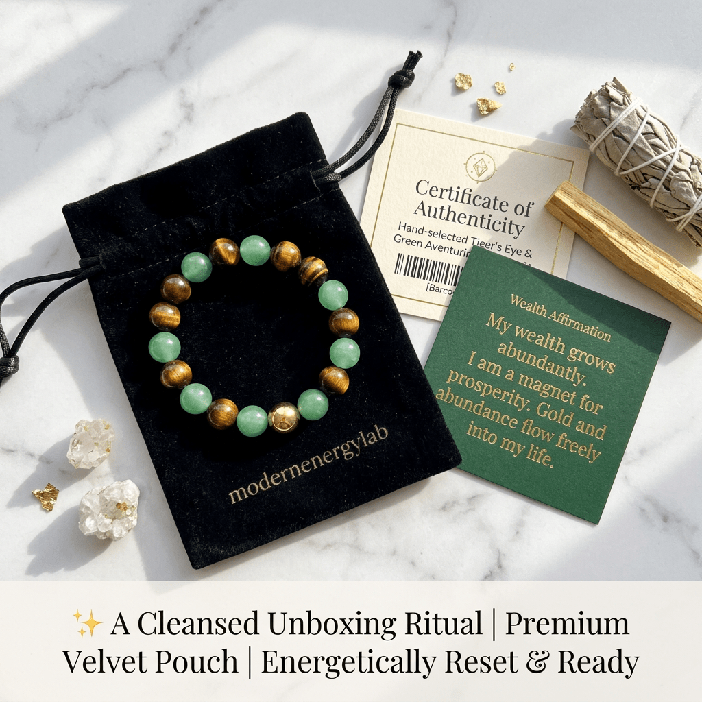 The Wealth Manifestation Anchor | Genuine Tiger's Eye & Green Aventurine | Daily Mindfulness Bracelet - ModernEnergyLab.com