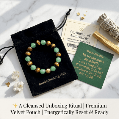 The Wealth Manifestation Anchor | Genuine Tiger's Eye & Green Aventurine | Daily Mindfulness Bracelet - ModernEnergyLab.com