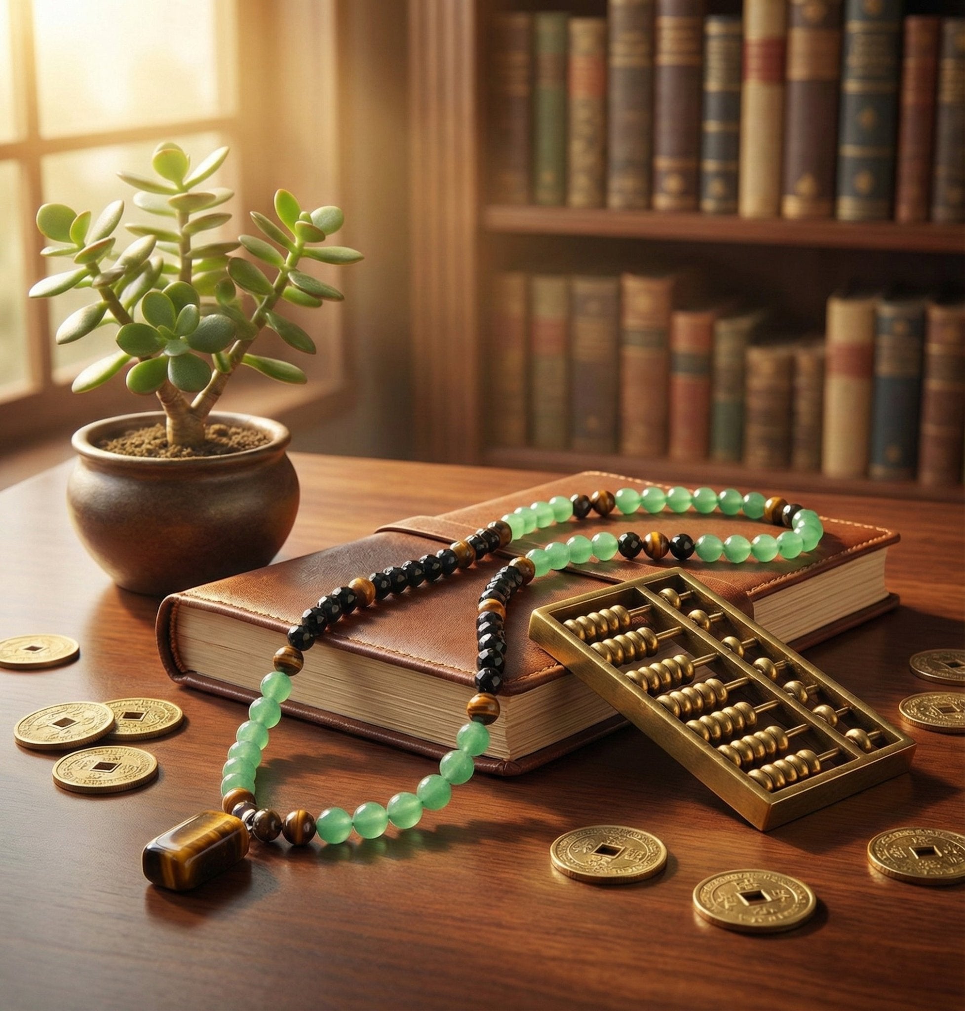 Title: The Prosperity Catalyst: Green Aventurine & Tiger Eye Necklace - ModernEnergyLab.com