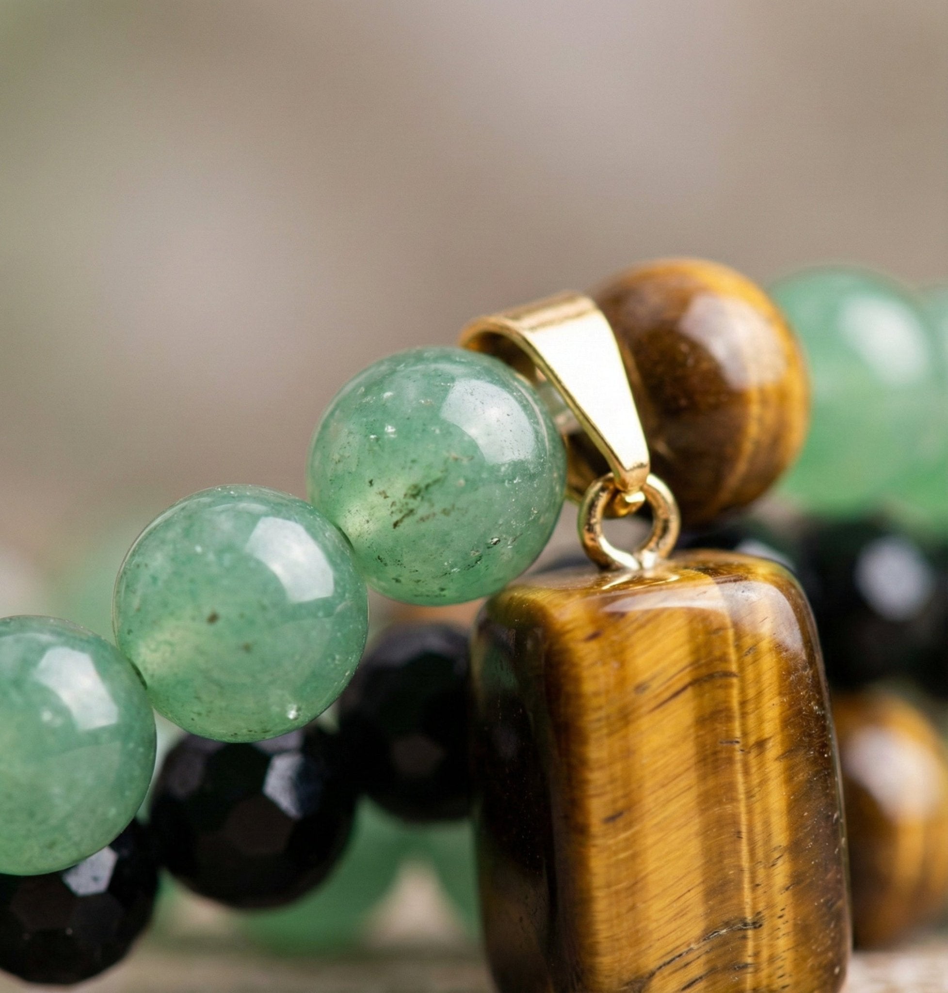 Title: The Prosperity Catalyst: Green Aventurine & Tiger Eye Necklace - ModernEnergyLab.com